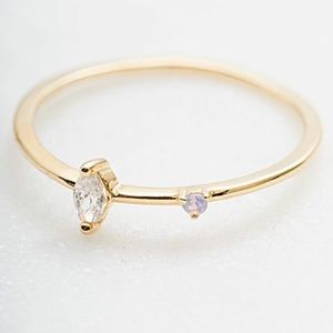 Simple Marquis CZ &Dot Opal Ring Gold-sz 6 or 7